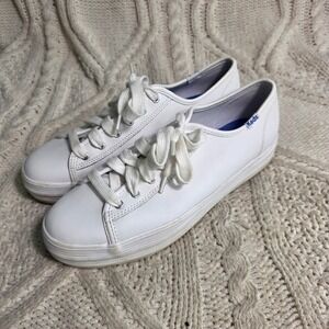 Keds Triple Kick Sneaker White Leather Platform‎ Womens 8.5 Excellent